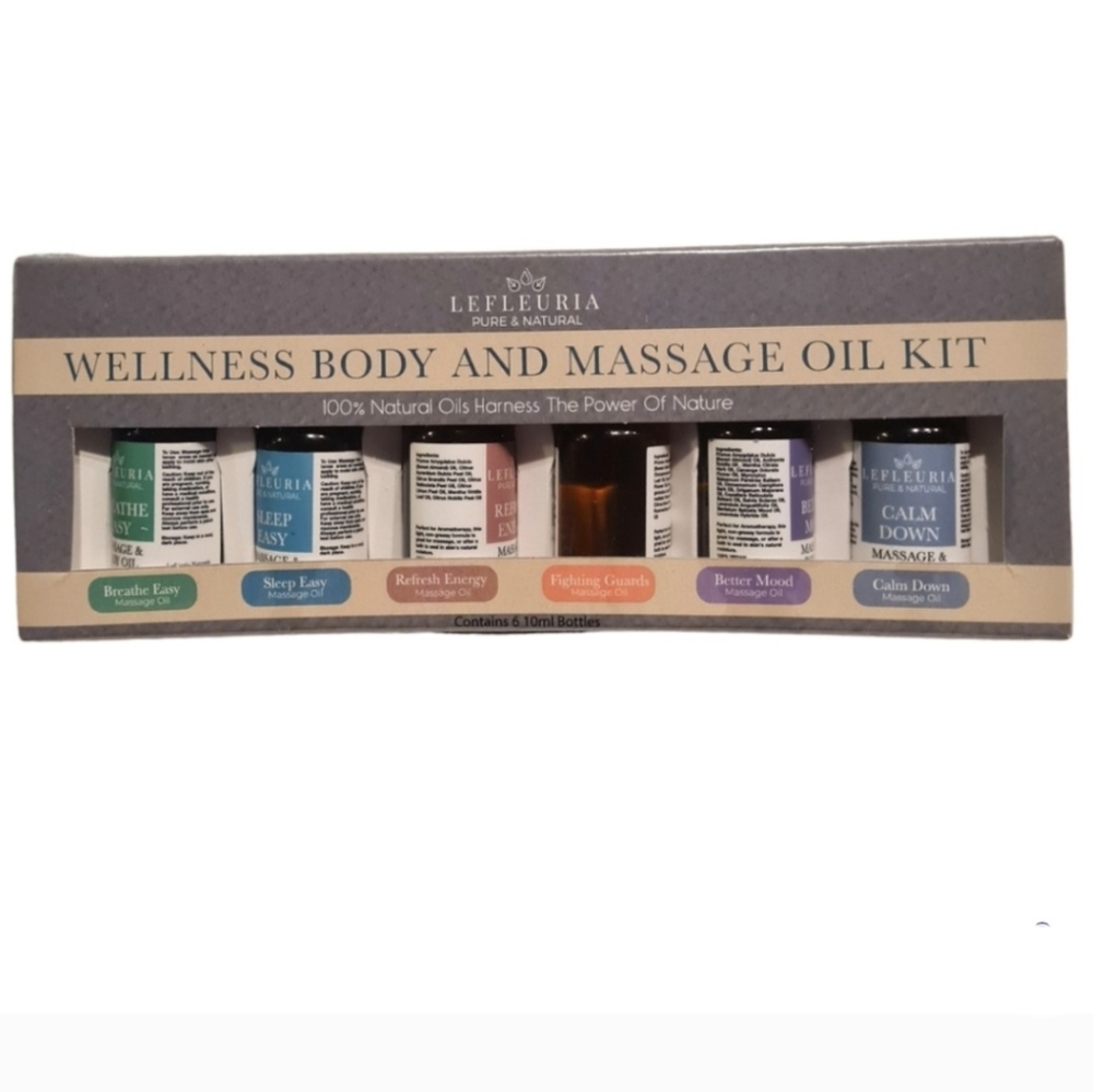 New- Lefleuria Wellness Body and Massage Oil Kit (Set of 6)